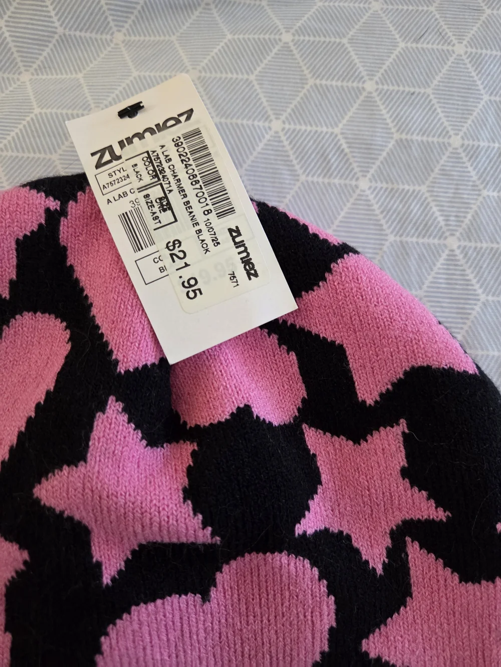 aLab Kids Pink & Black Heart and Star Beanie Hat by DEBAR